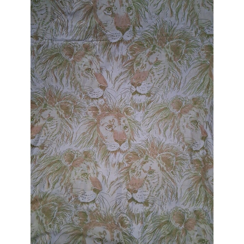Vintage Lion Bed Sheet Twin Flat Bedding Linens Fabric Animal